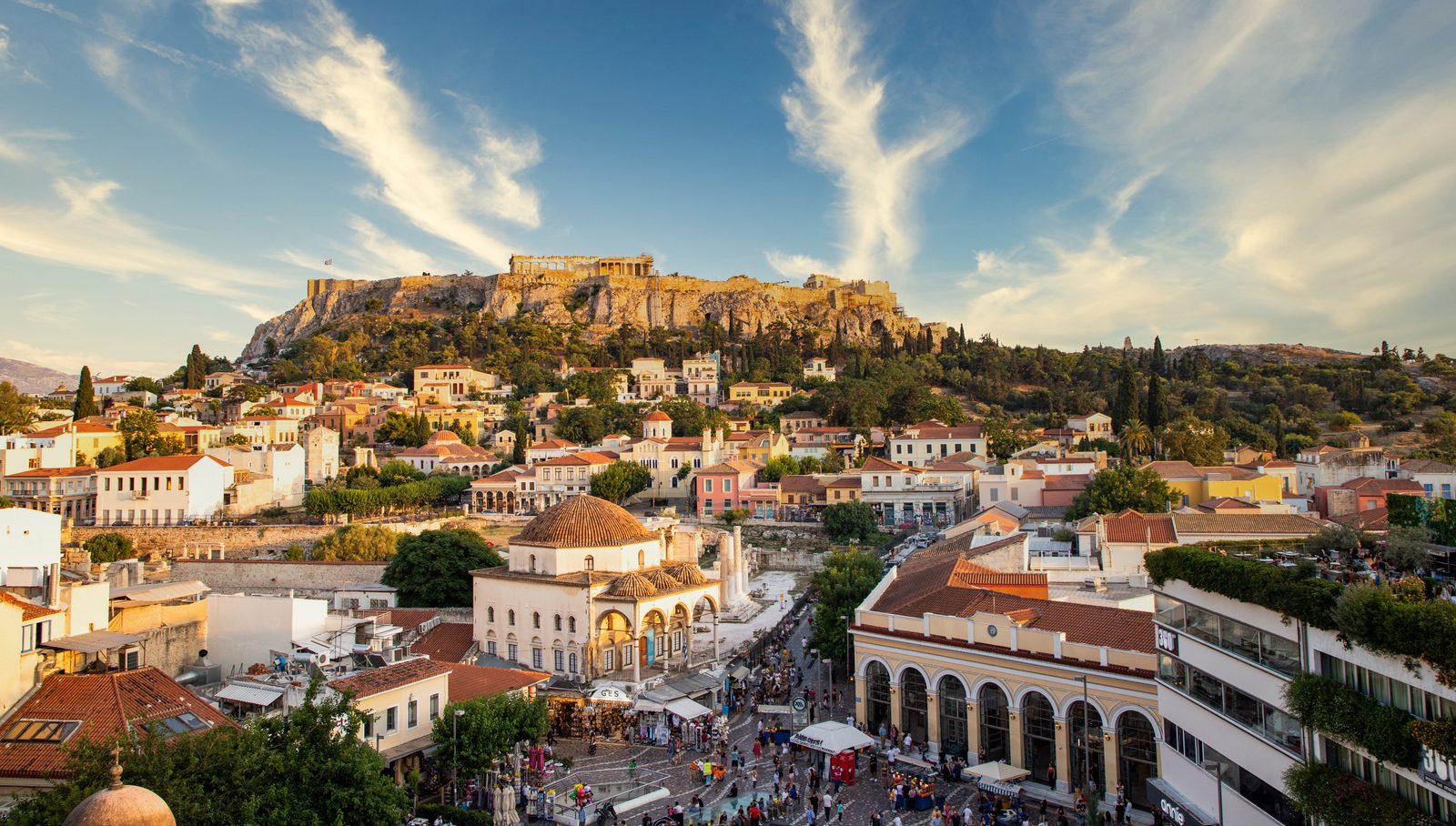 View across Monastiraki towards the Acropolis in Athens